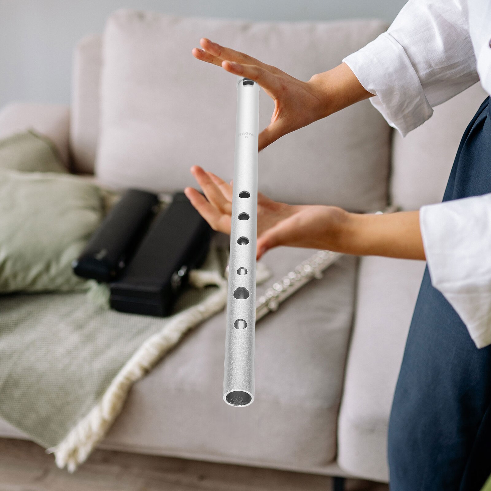 1pc Soprano Recorder Aluminum Alloy Clarinet Instrument Musical Instrument (Silver)