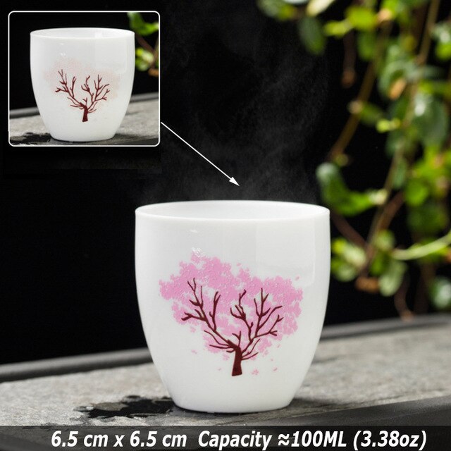 Creatieve Japanse Magic Sakura Theekopje Koude Temperatuur Verkleuring Kleur Veranderende Thee Cup Bloem Keramische Kung Fu Thee Set: I