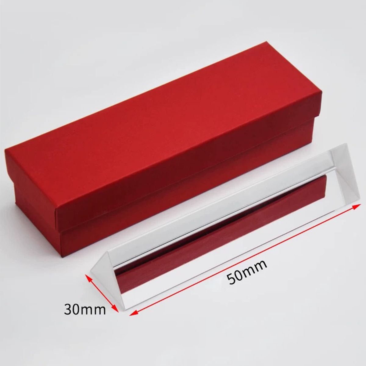 30x30x50mm Optical Glass Right Angle Reflecting Triangular Prism For Teaching Light Spectrum Color Prism with Box