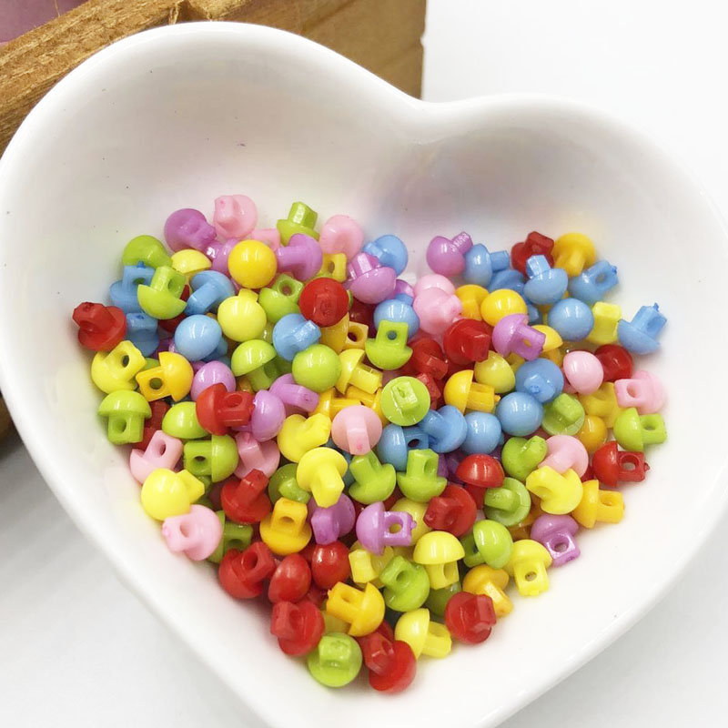 100PCS 6mm Plastic Heart Round Star Flower Square Mixed Mini Buttons Sewing 2 Holes Tiny Doll Clothes Button For Scrapbook PH209: 4