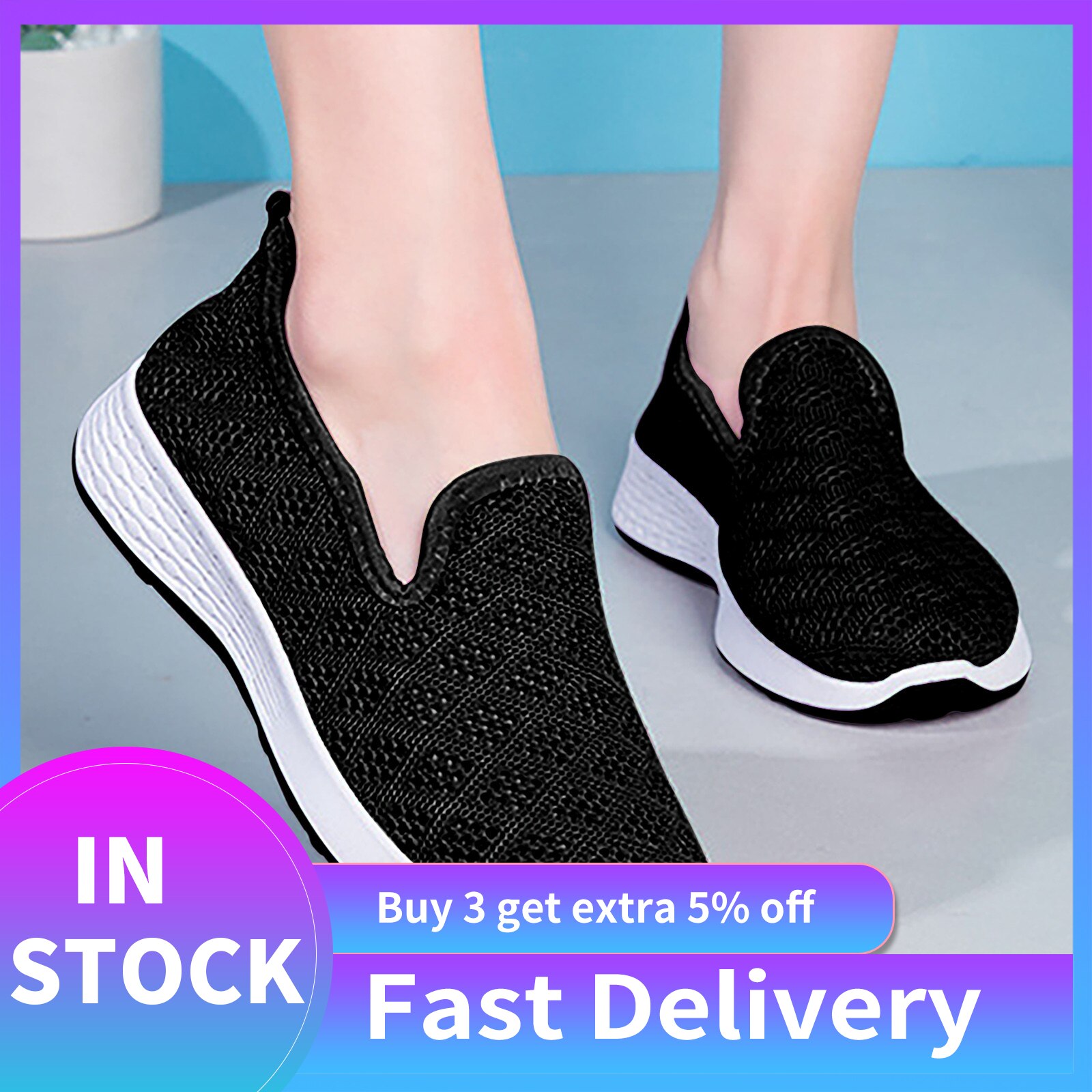 40# Breathable Wedges Sneaker For Woman Slip-on Walking Casual Sneakers Loafers Shoes Woman Non-slip Breathable Running Shoes