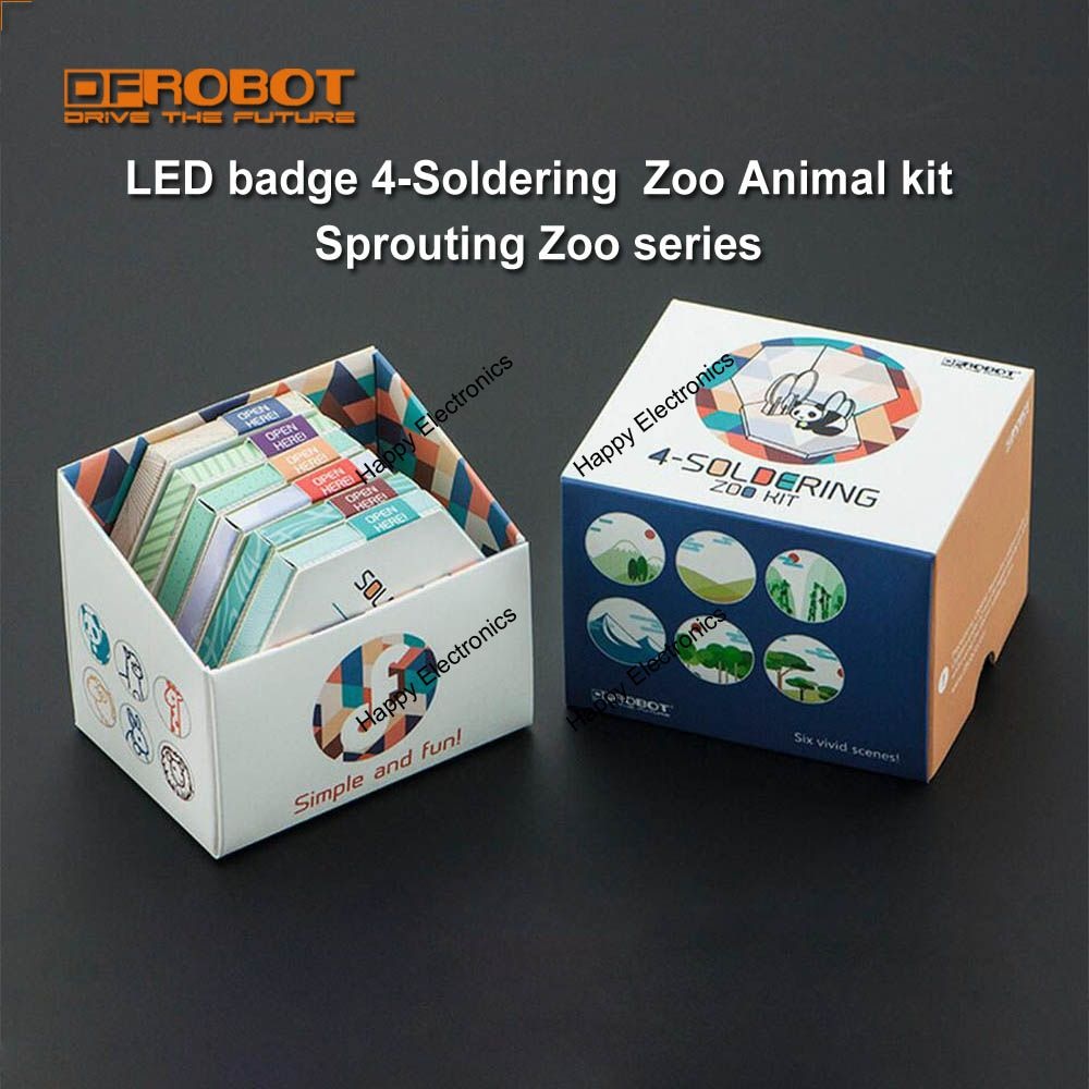 DIY DFRobot 4-Soldering Zoo Dier Kit/LED badge lassen kit, kiemen dierentuin serie voor kids/kinderen te leren basic circuit