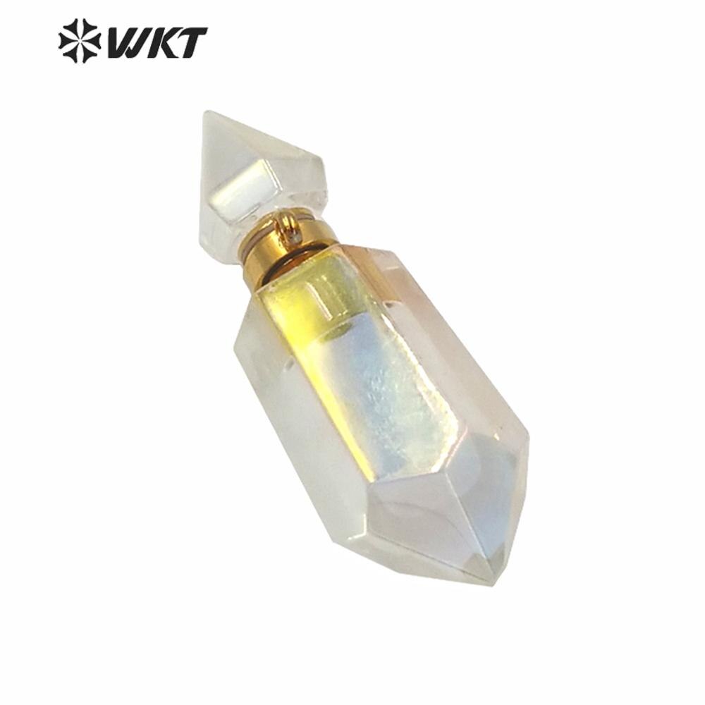 WT-P1591 Amazing lady enegy natural crystal quartz AURA perfume bottle pendant as for friends essencil oil pendant