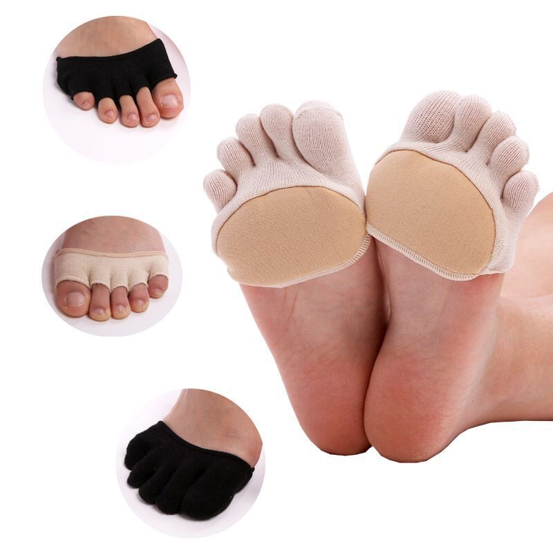 3 par femfinger kvinder halv håndflade usynlige sokker trædepude front-håndflade sokker halv greb hæl 5 tåstrømper