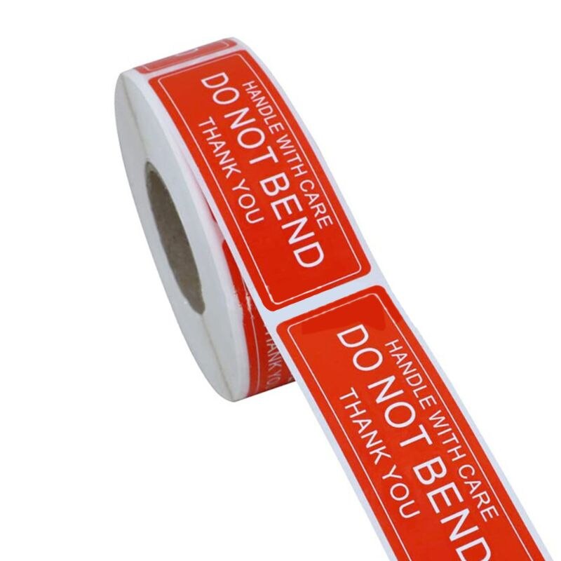Rode Waarschuwing Sticker Breekbaar Handvat Met Zorg Niet Buigen 2.5X7.5Cm Transportverpakking Herinneren Labels 150/500Pcs/Roll