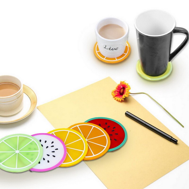 Dalbana färgglada fruktform silikon kopp pad slip isolering pad kopp mat pad drink hållare porslin placemat 6 stil