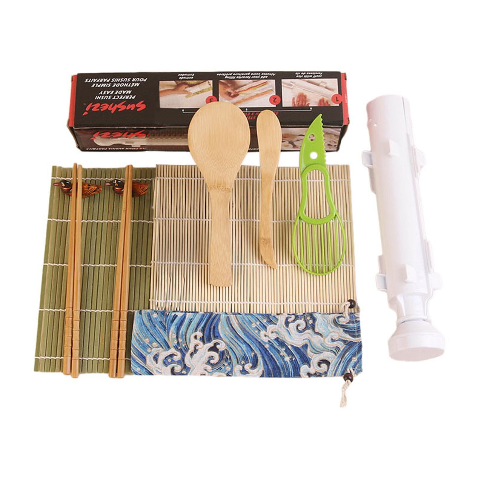 11 Pcs Bamboo Sushi Making Kit Sushi Complete Sushi Set Sushi DIY Making Tools Save Time For Beginner Easy To Use