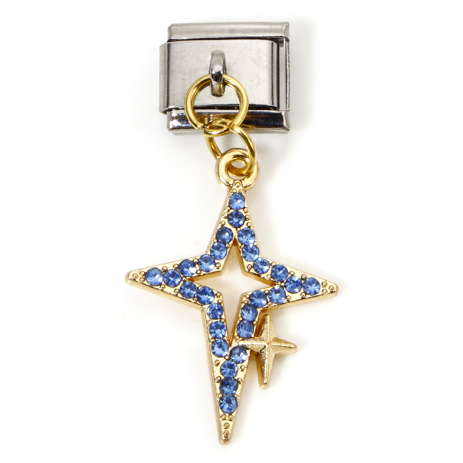 1 Stuk Zink Gebaseerde Legering & Roestvrij Staal Italiaanse Charme Links Voor Diy Armband Sieraden Maken Rechthoek Ster Bedels 10Mm X 9Mm: Blauw