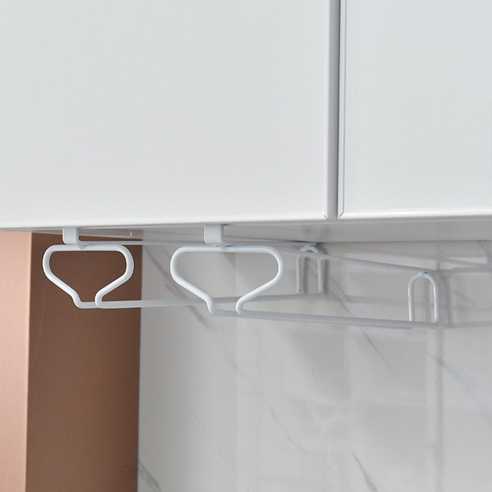 Wine Glass Rack Under Cabinet Paper Cup Holder Storage Hanger Metal Organizer Coffee Cup Mug Holder 6 Hook Hanger For Kitchen: Wine glass rack 01