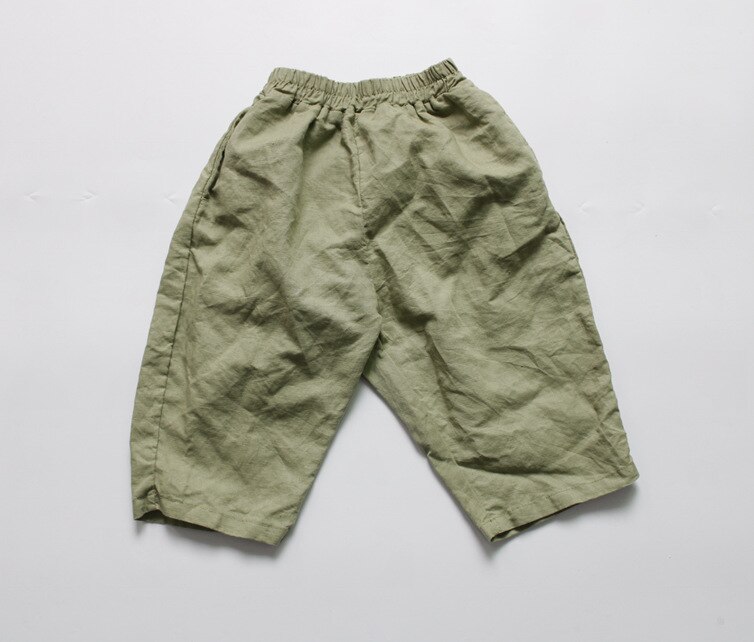 Zomer Baby Jongens Linnen Katoen Kalf-Lengte Broek Koreaanse Stijl Kinderkleding Pure Kleur Losse Kinderen Casual Broek: green / 6T