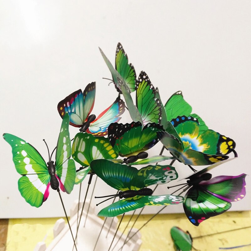 Colourful Garden Plastic Butterflies On Sticks Dancing Flying Fluttering Butterfly DIY Art Ornament Vase Lawn Garden Decoration