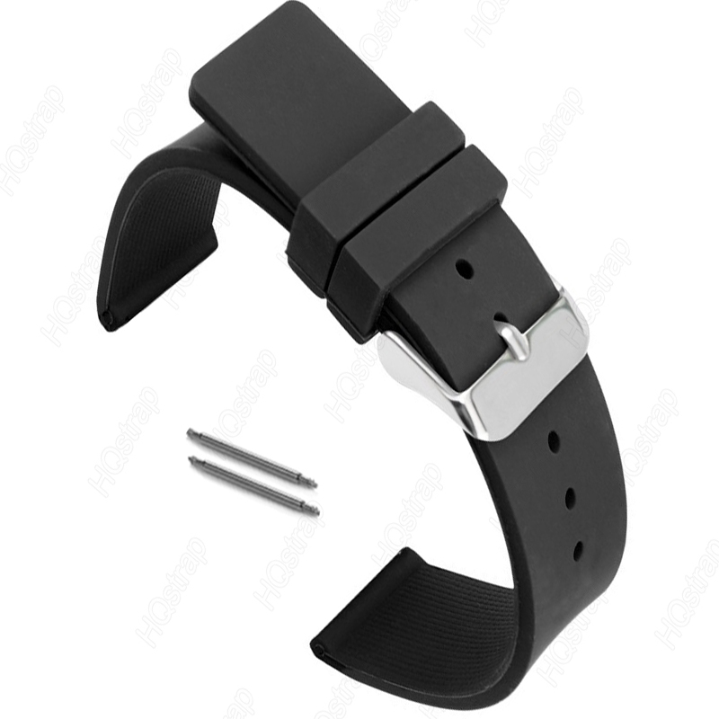 Correa de silicona para reloj de 14mm, 16mm y 18mm, correa de repuesto Universal para reloj para mujer y hombre, pulsera resistente al agua, accesorios para relojes: Black Yellow / 18 mm