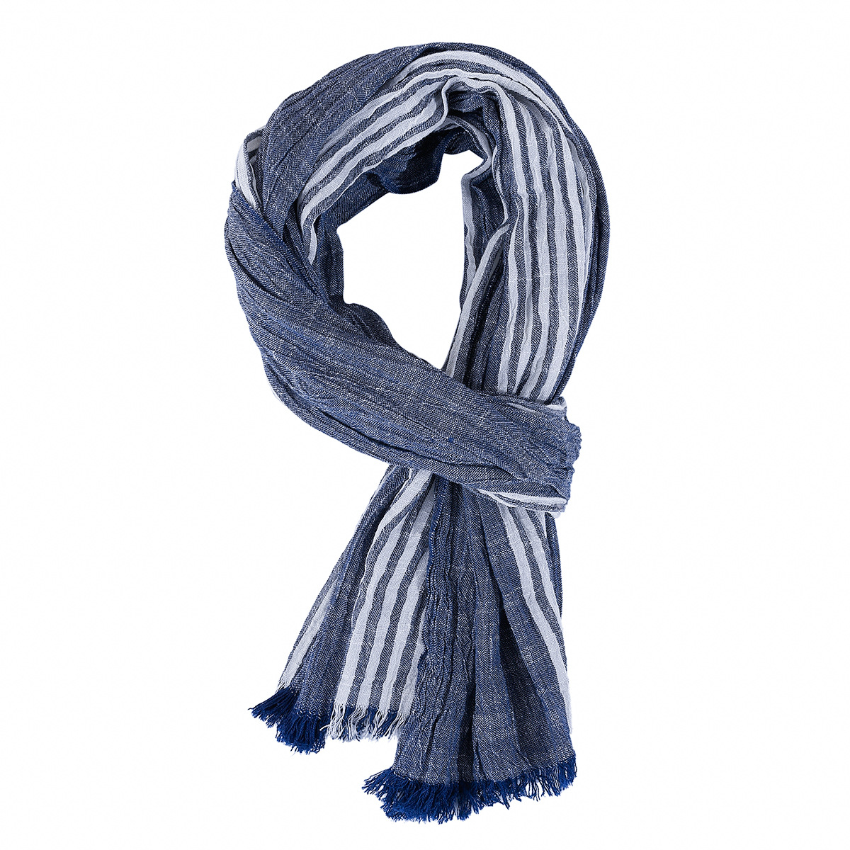 Men Scarf Cotton Linen Striped Scarves Autumn Winter Warm Neckerchief Pashmina Casual Male Accessories Bufandas Shawls: Blue