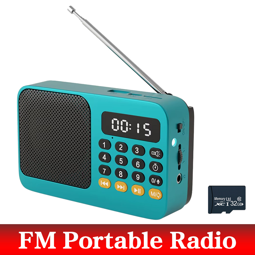 Mini Radio FM de poche Portable 32 go, sans fil, BT 5.0 + Radio numérique, lecture MP3, haut-parleur, prise en charge de la carte TF, disque U, lecture Bluetooth: Argent