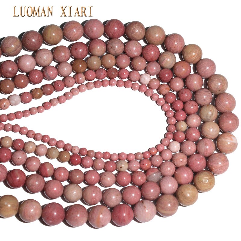 LUOMAN XIARI Natuurlijke Ronde Rhodochrosiet Kraal Voor Sieraden Maken DIY Armband Ketting Materiaal 4/6/8/ 10/12mm Strand 15''