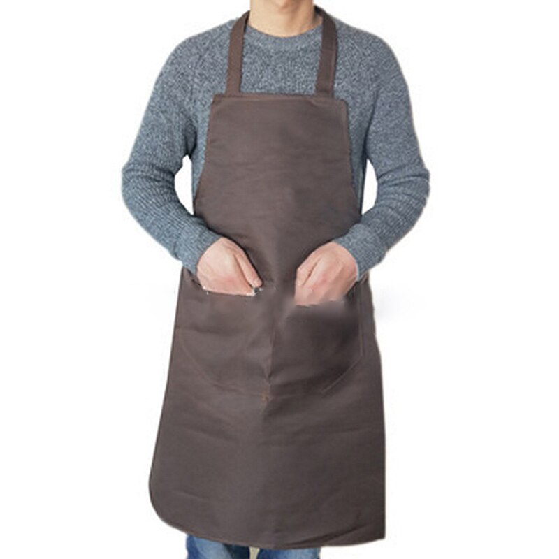 Pure kleur kookschort voor vrouwen mannen keuken dikke huishoudelijke schoonmaak schort katoen polyester met dubbele zak dropshipping: Koffie