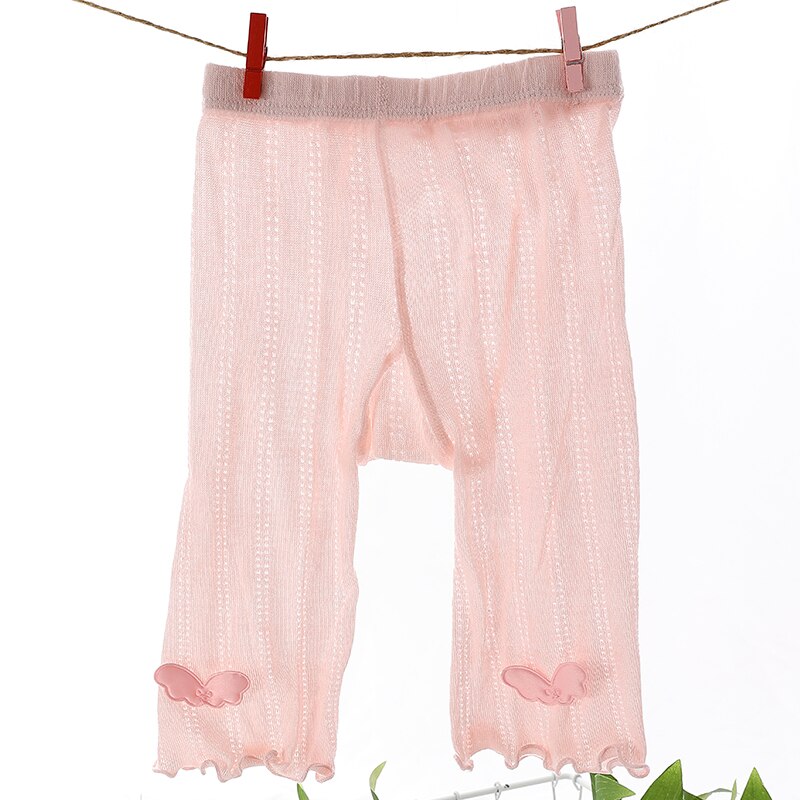 Småbarn flickor volang ving bomullsbyxor barn sommar nyfödd spädbarn mesh tunna leggings barn prinsessbyxor babytillbehör: Vingar rosa / S (0-2 år gammal)