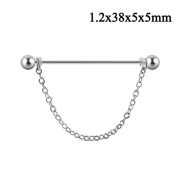 1 pieza de barra Industrial de acero inoxidable, puente largo, Micro inserción, pendiente de circón, joyería transversal para Piercing en la oreja para mujer, 16G: Color amarillo dorado claro