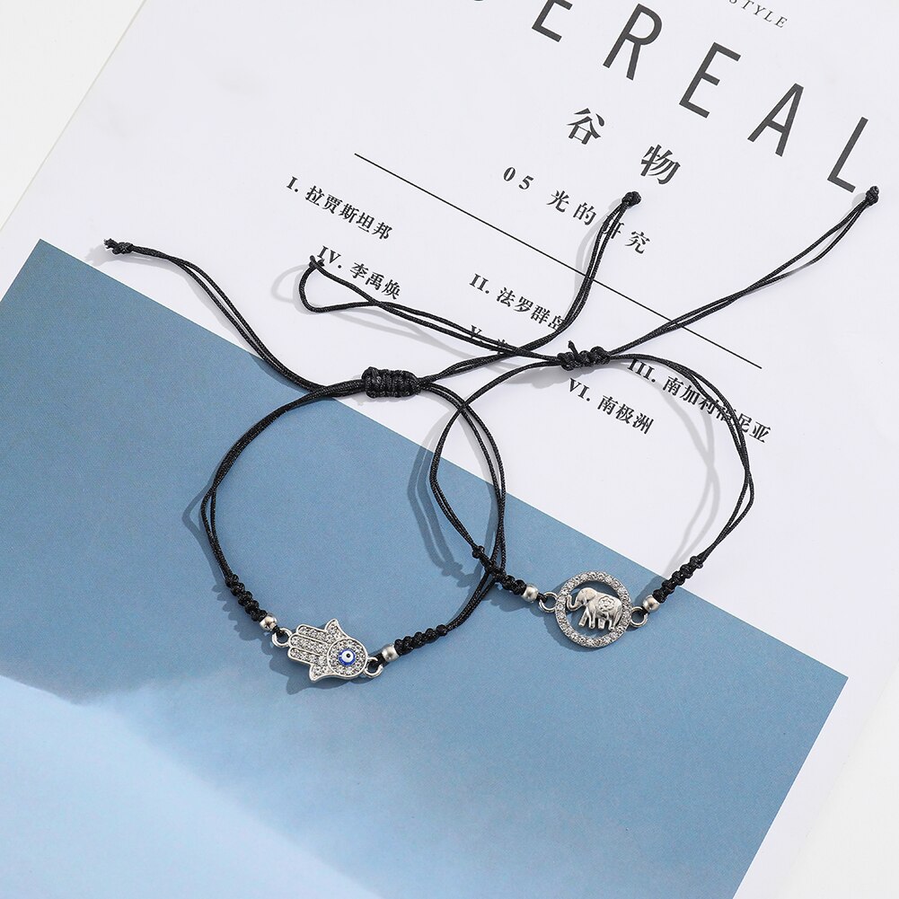 12cs Hand von Fatima Charme Armbinde für Frauen glänzend Kristall Bösen blick Perlen Einstellbare Sommer Surfen Strand Fußkettchen