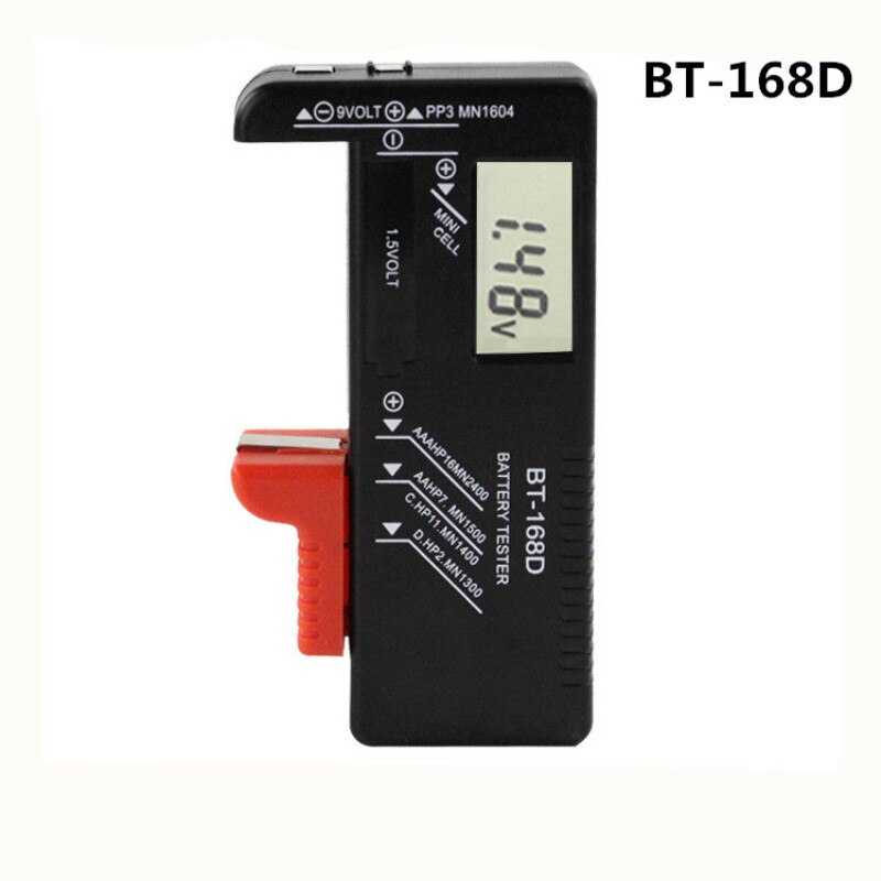 Probador de batería Digital BT168, comprobador de voltios para botón AA AAA 9V, probador de batería de varios tamaños, herramientas medidoras de voltaje BT168D BT-168D