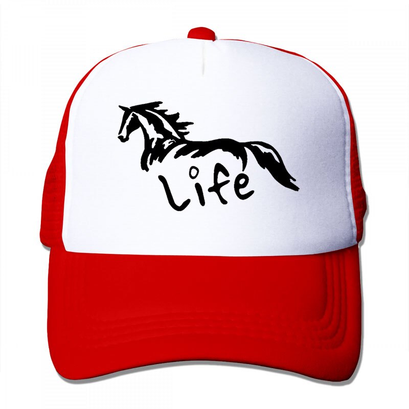 Horse Life Baseball cap men women Trucker Hats adjustable cap: 3-Red