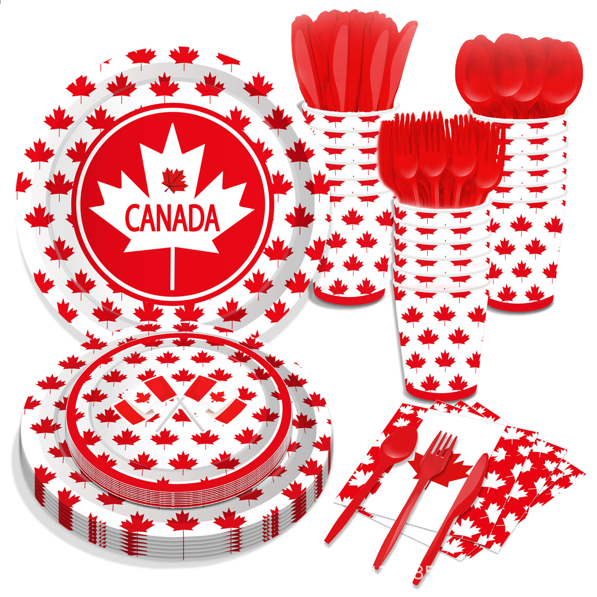 Canadese vlag Canada Servies Verjaardagsfeestje Benodigdheden Borden Kopjes Servetten Kopjes Servies Decoraties