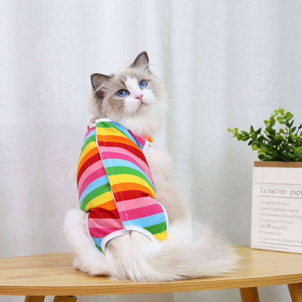 Weiche Kätzchen Bodysuit Katze Entwöhnung Anzug Druck vier-auf Beinen Anti Lecken Postpartale Tuch Nach der Betrieb Erholung Anzug für Haustier
