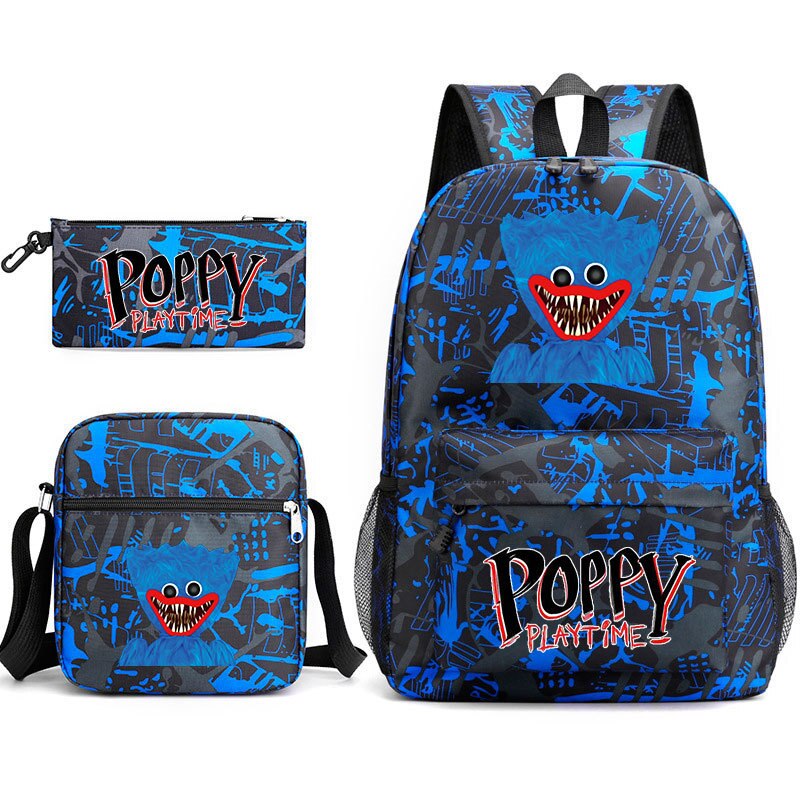 Cute Poppy Playtime Backpack 3pcs/set Boys Girls School Bags Teens Travel Bag Game Huggy Wuggy Student Back to School Book Bag: 2 / 3Pcs Set