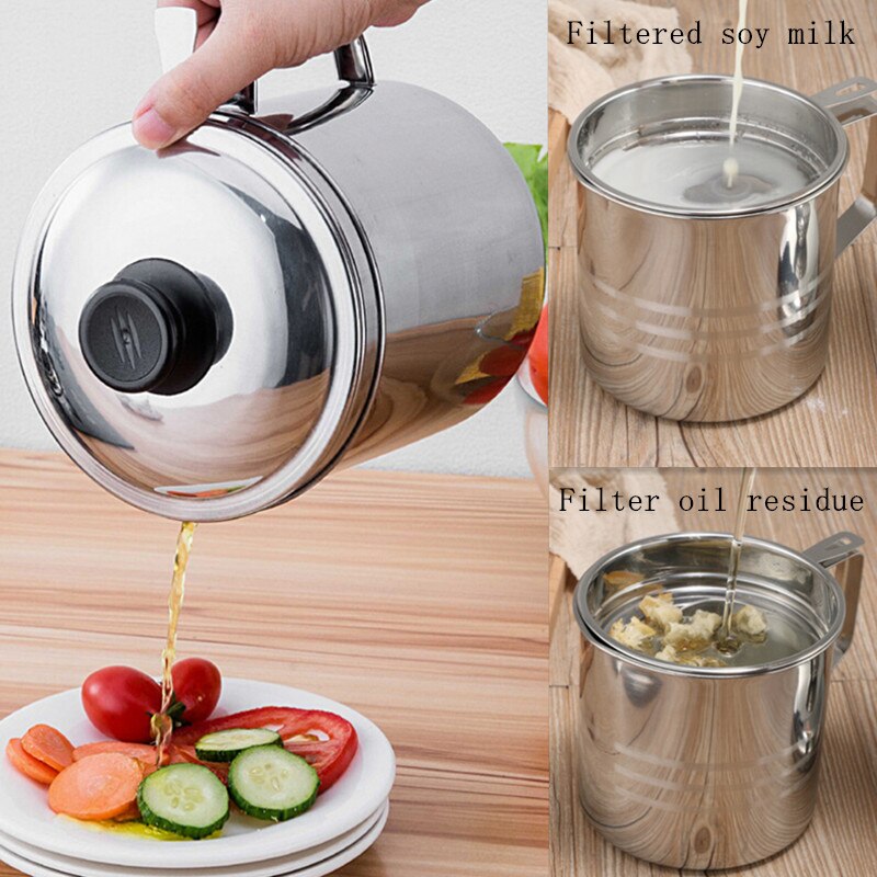 1.2L Stainless Steel Oil Filter Pot Leakproof Can ... – Grandado