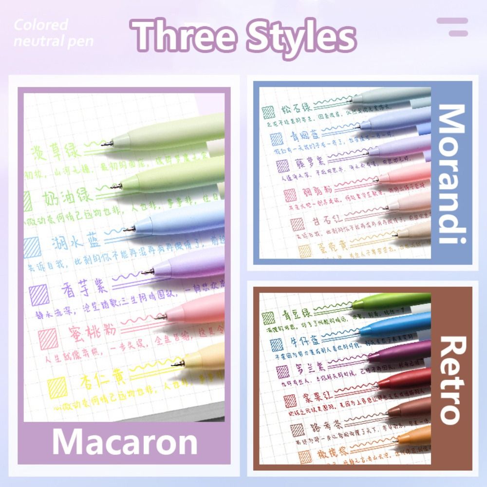 6Colors/Set Color Gel Pen 0.5mm ST Tip Ballpoint Pen Writing Tool Color Ink Signing Pen Students Stationery School Supplies