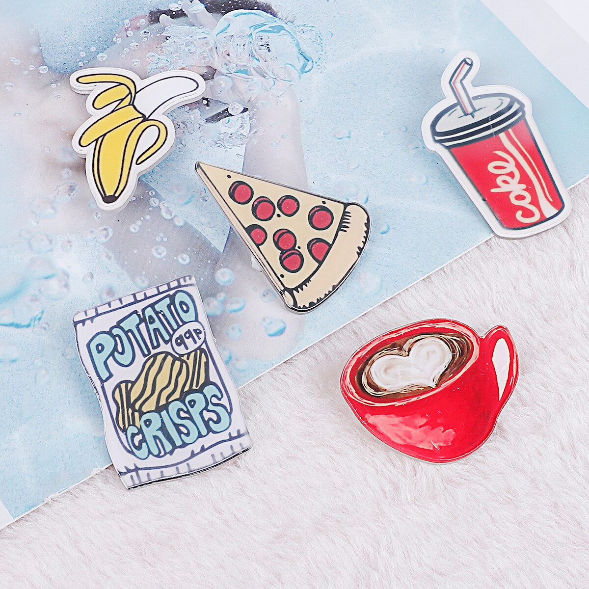 Søde akryl badges nåle til tøj/taske/sko dekoration badge rygsæk frugt pizza pin knap akryl broche