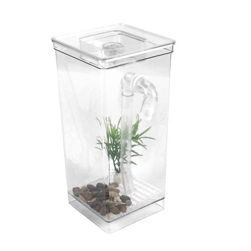 Mini pecera cilíndrica ecológica de plástico para oficina, pecera, acuario Perezoso