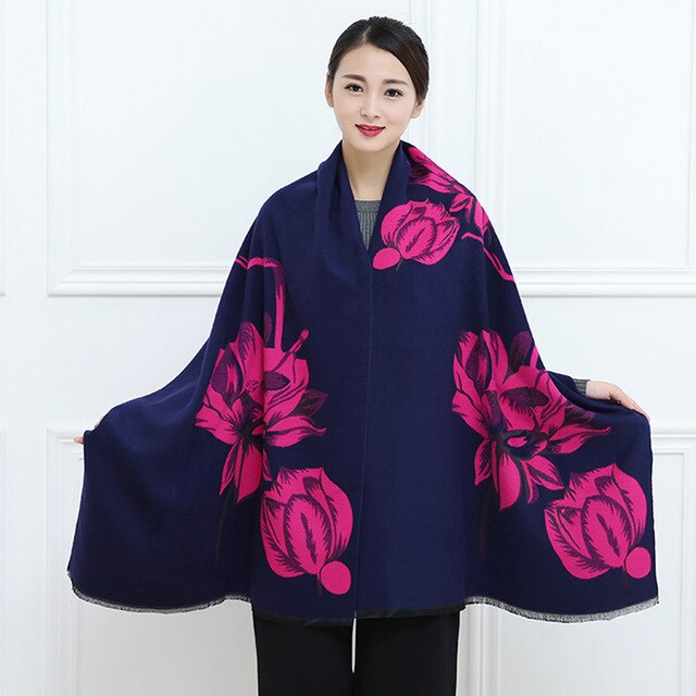 Châle pour femmes, automne hiver, écharpe en cachemire, Pashmina chaude, grande taille, douce, couverture multi-usage: F4