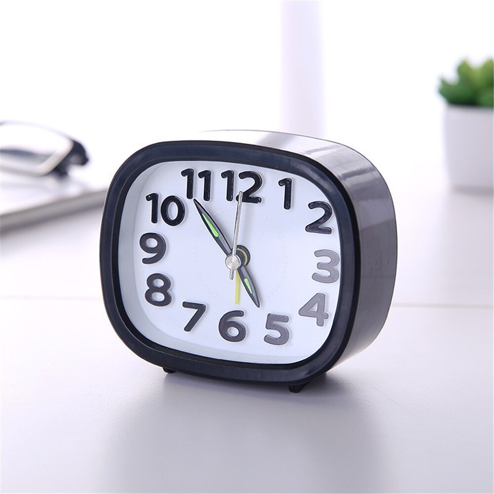 Square Round Small Alarm Clock Snooze Silent Sweeping Wake Up Table Clock Battery Powered Compact Portable Travel Alarm Clock: B