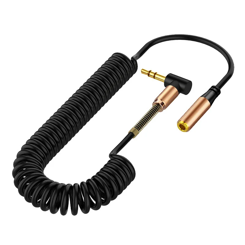 3.5mm Jack Male To Female Spring Aux Headphone Stereo Audio Extension Spring Coiled Spiral Stereo Audio Cable: black