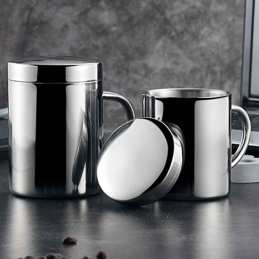 Coffee Mug Kitchen Milk Large Capacity Easy Grip Office Leakproof With Lid Thermal Insulated Double Wall Bar Stainless Steel: S