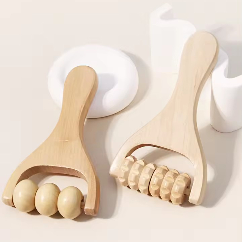 Roller-stimulator, handmatige houten fasciiroller voor het hele lichaam, spierverzachtend massagehulpmiddel, houten roller-massageapparaat voor diepe ontspanning
