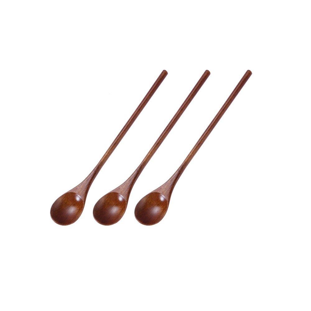 3 Pieces Eco Friendly Natural Wooden Spoon Set for Eating Mixing Stirring Cooking Coffee Demitasse Tea Dessert