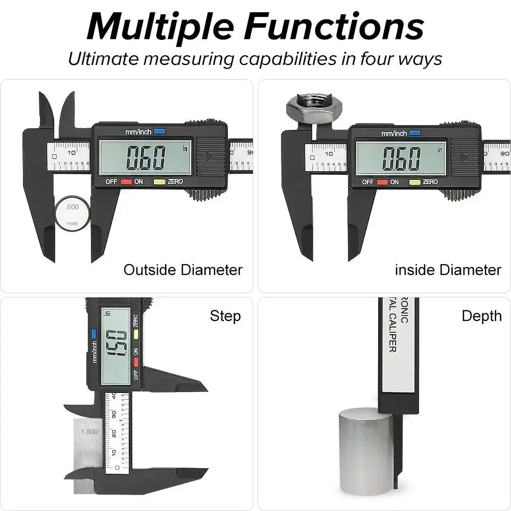 Carbon Fiber Dial Tools Digital Ruler Tool 150 Mm Vernier Caliper Microcirculation Measurement Tool Pied a Coulisse Carpentry