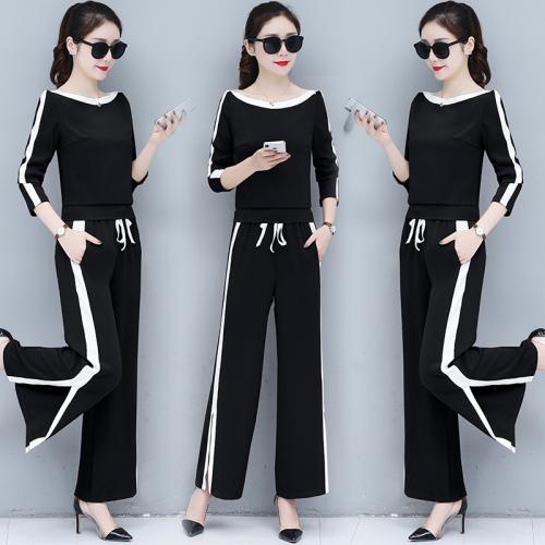 Green Two Piece Women Pants Sets Clothing Women Set Grey Summer Women's Suit Top&pants Set Conjunto Feminino: Black / L