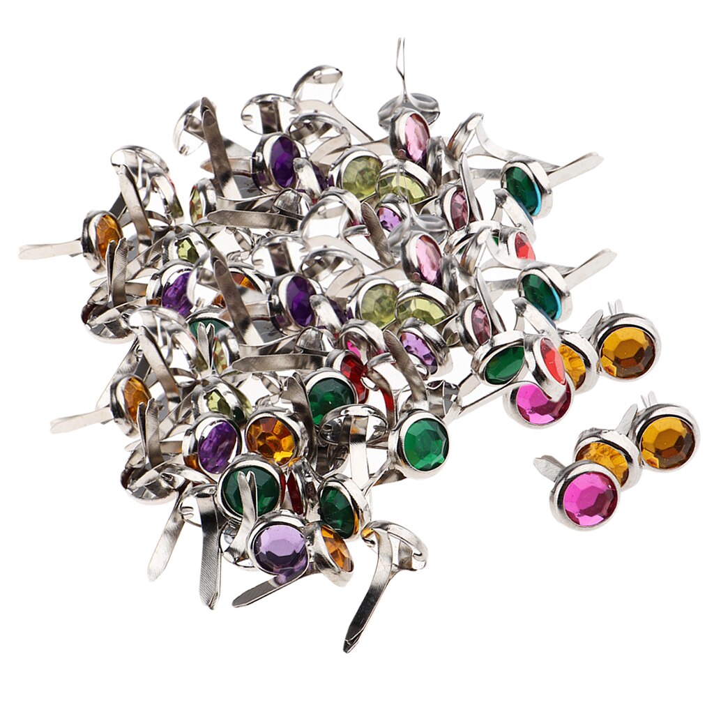 100 Stuks Ronde Strass Metalen Brad Paper Bevestiging Voor Plakboek Craft