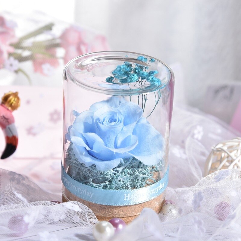 Rose space tørrede blomster kunstige blomster valentinsdag rose boligindretning rose i glas fødselsdag bryllup jul