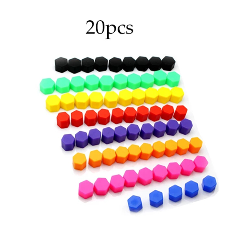 20 stk. bilfælgmøtrikker bolte hjulbolte afdækninger stik skruer hjul bil 17mm 19mm 21mm orange grøn pink sort auto hjulmøtrikker hætter