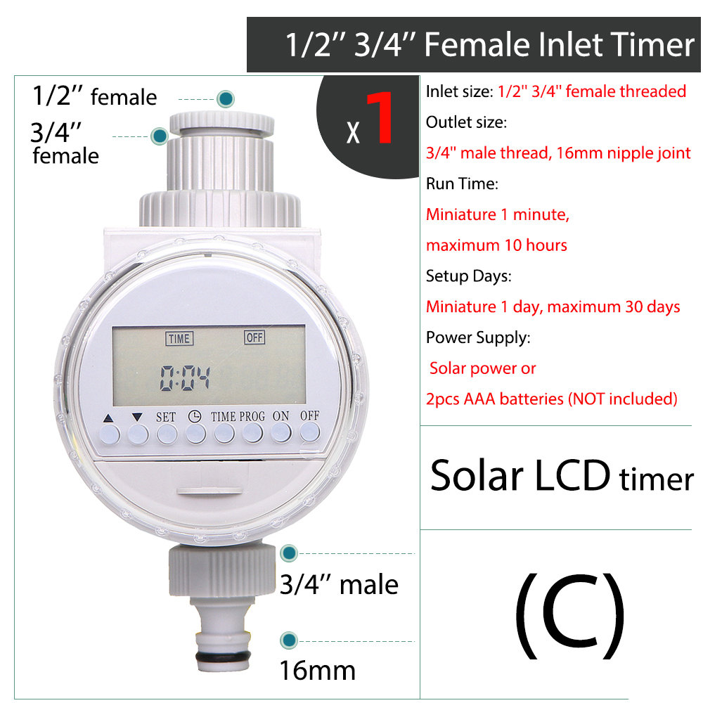Tuin Watering Timer Elektronische Automatische Strooi Systeem Lcd Liquid Crystal Display Regen Sensor Solar Irrigatie Controller: C