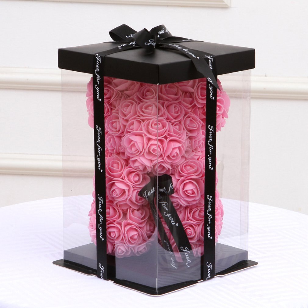 Lege Geschenkdoos Voor Kunstmatige Teddybeer Rose Bloem Box Transparant Clear Candy Box Vierkante Pvc Chocolade Tassen dozen