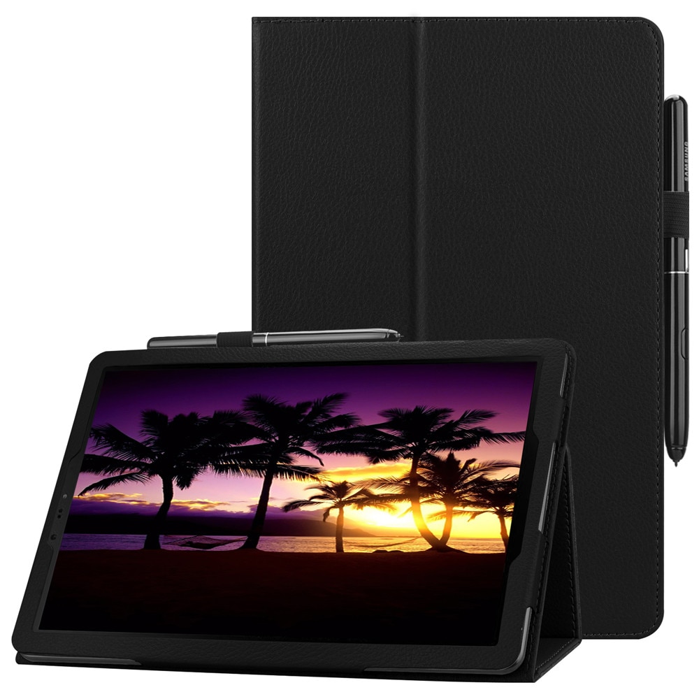 For samsung galaxy tab  s4 10.5 t830 t835 t837 sm-835 etui nettbrett litchi pu lærstøtte stativ smart cover funda + penn