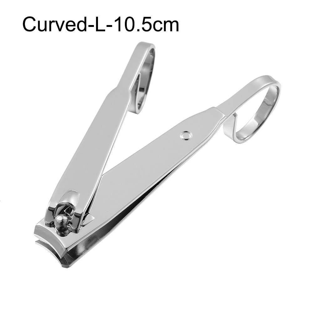 Stainless Nail Clipper Cutter Straight & Curved Nail Trimmer Manicure Pedicure Care Edge Scissor Nail Cutter Manicure Nail Tools: Curved-L-10.5cm