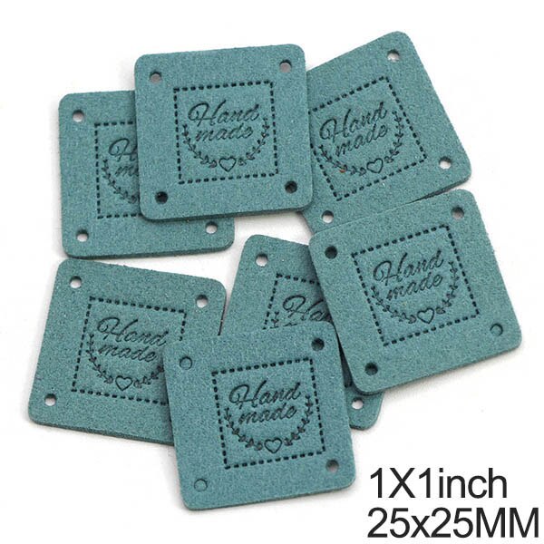 Étiquettes carrées en Fiber de cuir faites à la main pour vêtements, accessoires de couture, en forme de cœur, 25MM, 20 pièces: 06