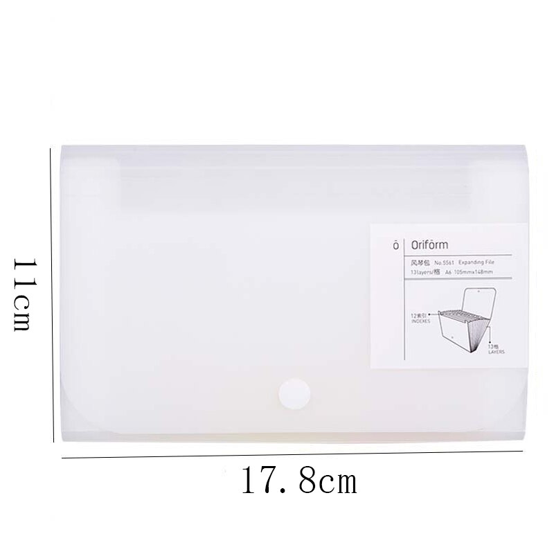 A6 File Folder Document Organizer Plastic Receipt File Expanding Wallet 13 Pockets Bill Paper Holder School Office Supplies: White
