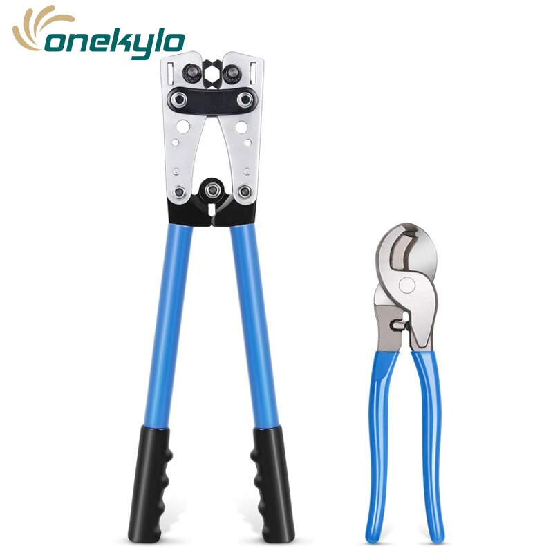HX-50B Battery cable lug crimping tool wire crimper hand ratchet terminal crimp pliers for 6-50mm² 1-10AWG with cable cutter